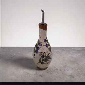 Source Unknown Ceramic Oil Dispenser with Purple and Brown Accents